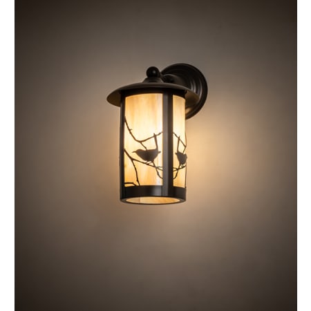 Meyda Tiffany Fulton Song Bird 14" Tall Wall Sconce with Shade Craftsman Brown