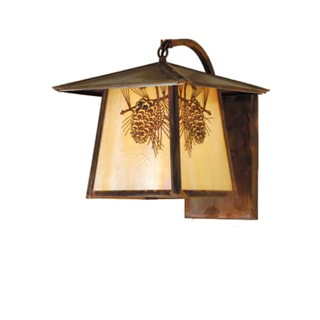 Meyda Tiffany 12" W Stillwater Winter Pine Curved Arm Wall Sconce Vintage Copper