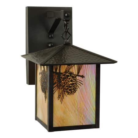 Meyda Tiffany 9" W Seneca Winter Pine Straight Arm Wall Sconce Vintage Copper