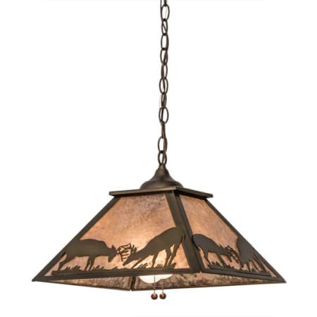 Meyda Tiffany Battling Bucks 2 Light 22" Wide Pendant Antique Copper