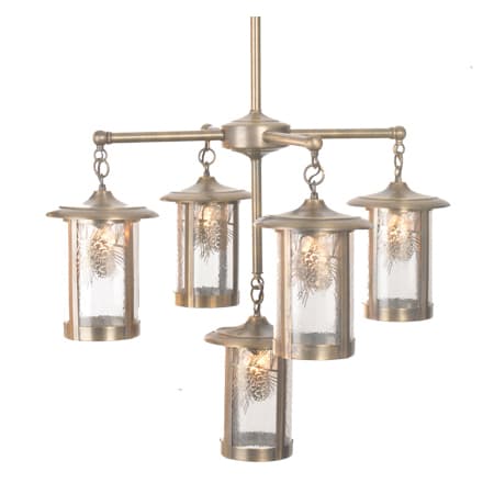 Meyda Tiffany Fulton Winter Pine 5 Light 29" Wide Chandelier Antique