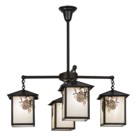 Meyda Tiffany Seneca Winter Pine 4 Light 32" Wide Chandelier Craftsman Brown