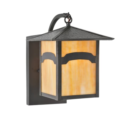 Meyda Tiffany 9" W Seneca Mountain View Curved Arm Wall Sconce Beige Craftsman