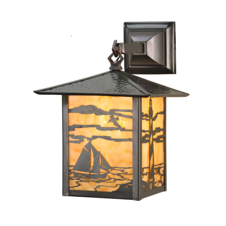 Meyda Tiffany 9" W Seneca Lighthouse Hanging Wall Sconce Beige Craftsman