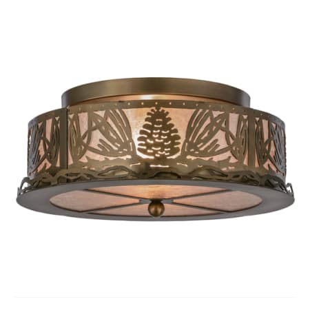 Meyda Tiffany Mountain Pine 2 Light 16" Wide Semi-Flush Drum Ceiling Fixture - Antique Copper Finish Antique Copper