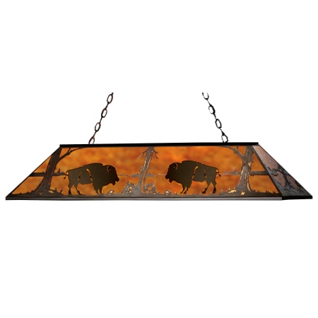 Meyda Tiffany 60" L Buffalo Island / Billiard Fixture Timeless Bronze / Amber Mica