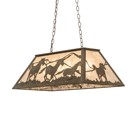 Meyda Tiffany Running Horses 6 Light 33" Wide Linear Chandelier with Silver Mica Shade Antique Copper