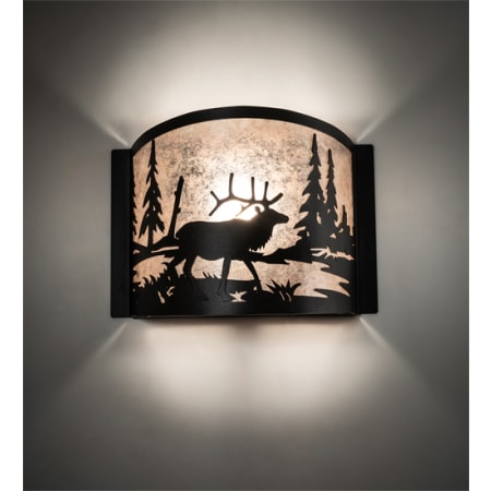 Meyda Tiffany Elk at Lake 10" Tall Wall Sconce Textured Black