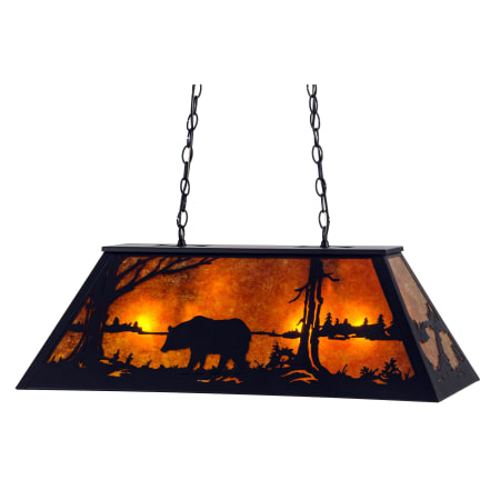 Meyda Tiffany Bear at Lake 6 Light 33" Wide Billiard Chandelier with Brown Mica Shade Black