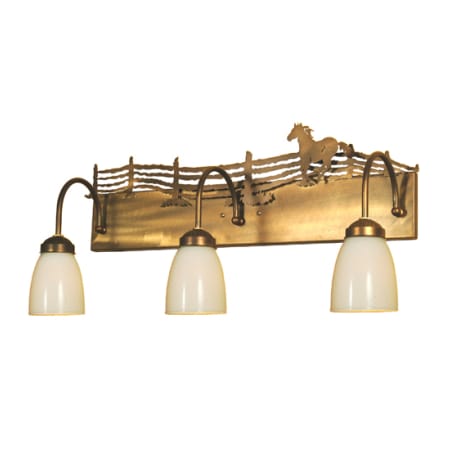 Meyda Tiffany Running Horses 3 Light 27" Wide Vanity Light Antique Copper