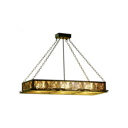 Meyda Tiffany 48" L Mountain Pine Oblong Inverted Chandelier Antique Copper / Silver Mica