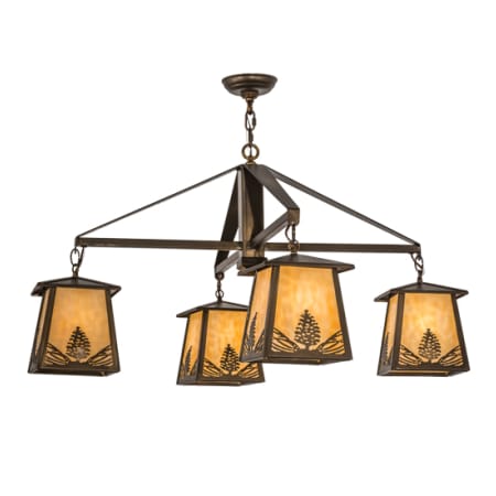 Meyda Tiffany Stillwater Mountain Pine 4 Light 38" Wide Chandelier Antique Copper