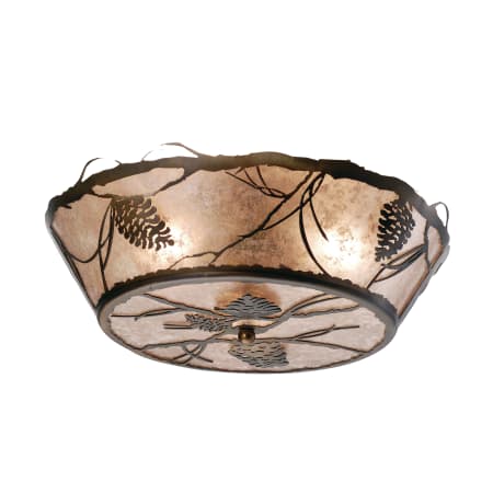 Meyda Tiffany 16" W Whispering Pines Flush Mount Ceiling Fixture Antique Copper / Silver Mica