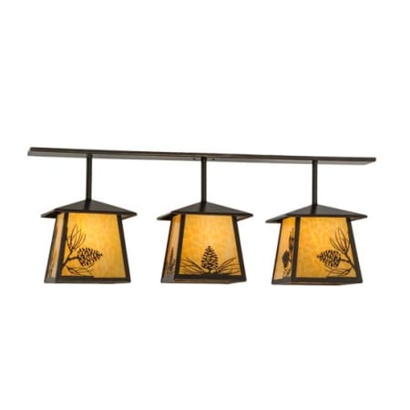 Meyda Tiffany Stillwater Mountain Pine 3 Light 48" Wide Linear Pendant Timeless Bronze