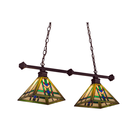 Meyda Tiffany Prairie Wheat 2 Light 32" Wide Linear Chandelier with Tiffany Glass Shade N/A