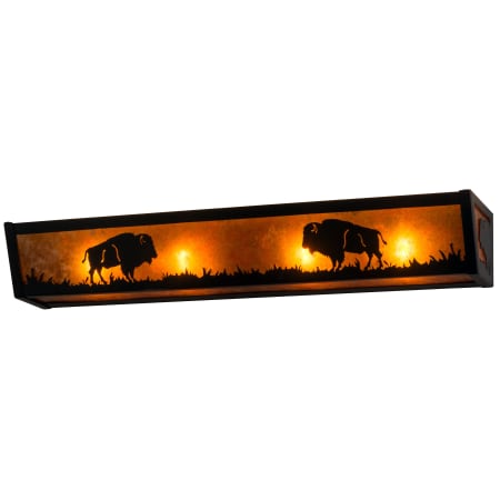 Meyda Tiffany Buffalo 4 Light 30" Wide Bathroom Vanity Light with Brown Mica Shade Timeless Bronze