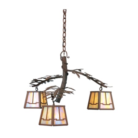 Meyda Tiffany 28" W Pine Branch Valley View 3 Light Chandelier Rust / Wrought Iron