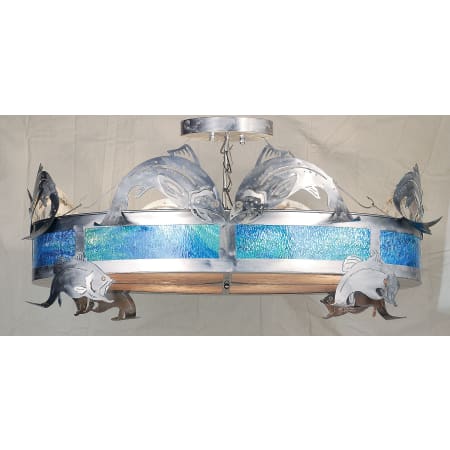 Meyda Tiffany Trout 8 Light 65-1/2" Wide Semi Flush Drum Ceiling Fixture with Multi-colored Glass Shade N/A