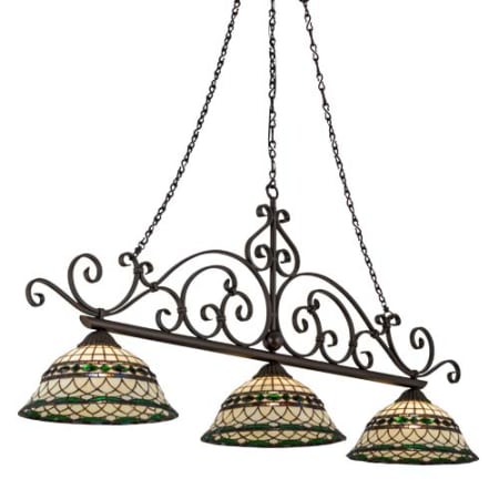 Meyda Tiffany Long Tiffany Roman 3 Light 68" Wide Linear Pendant Matte Copper Vein