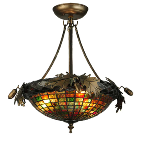 Meyda Tiffany Greenbriar Oak 3 Light 16" Wide Semi-Flush Bowl Ceiling Fixture - Antique Copper Finish Antique Copper