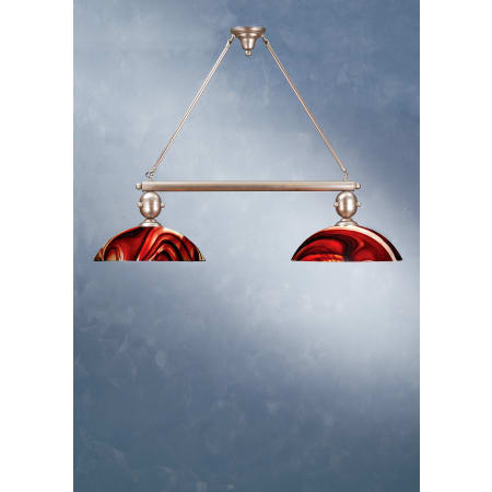 Meyda Tiffany Valley View Mission 2 Light 16-1/8" Wide Linear Chandelier with Red Glass Shade N/A