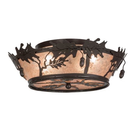 Meyda Tiffany Oak Leaf and Acorn 4 Light 20" Wide Semi-Flush Ceiling Fixture - Timeless Bronze Finish Timeless Bronze