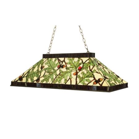 Meyda Tiffany Long Acorn and Oak Leaf 3 Light 39" Wide Linear Pendant Mahogany Bronze