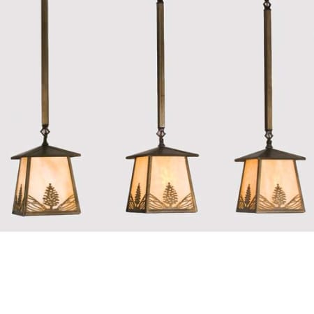 Meyda Tiffany Long Pinecone 3 Light 37" Wide Linear Pendant Antique Copper