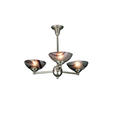 Meyda Tiffany Deco Ball 3 Light 31" Wide Chandelier with Multi-colored Glass Shade Brushed Nickel