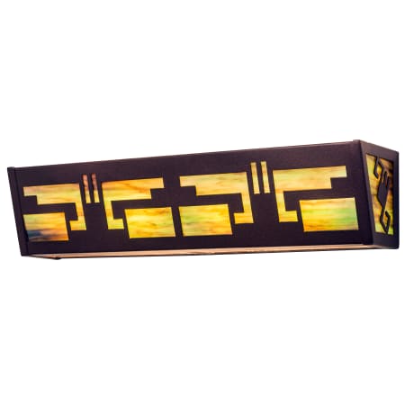 Meyda Tiffany Southwest Mission 4 Light 27" Wide Bathroom Vanity Light with Yellow Glass Shade Rust