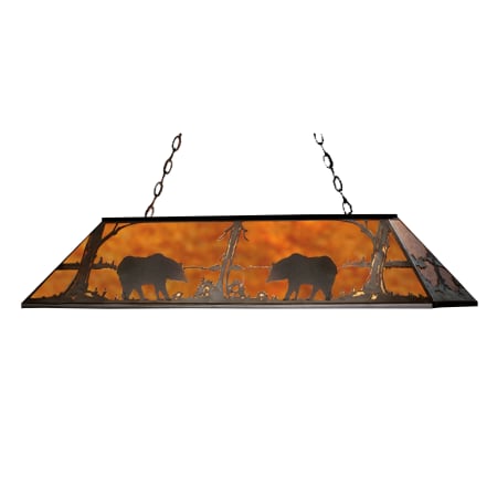 Meyda Tiffany 60" L Bear At Lake Island / Billiard Fixture Black / Amber Mica