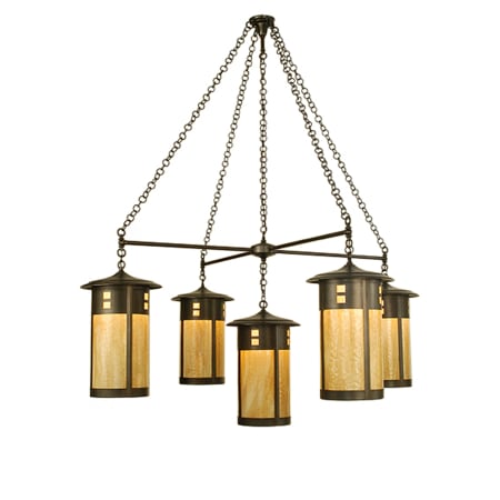 Meyda Tiffany 71.5" W Fulton Englewood 5 Light Hanging Lantern Chandelier Brown