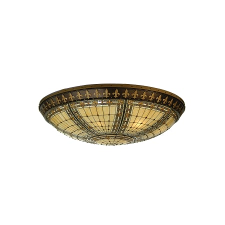 Meyda Tiffany Fleur-de-lis 12 Light 75-1/2" Wide Flush Mount Ceiling Fixture with Tiffany Glass Shade N/A