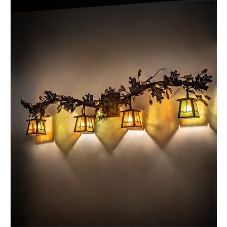 Meyda Tiffany Oak Leaf Valley 4 Light 52" Wide Vanity Light Timeless Bronze