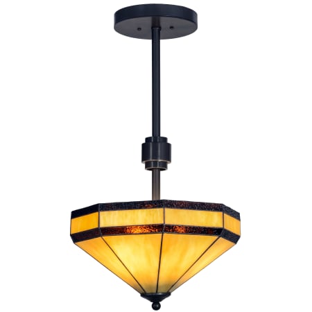 Meyda Tiffany Top Ridge 3 Light 14" Wide Semi Flush Ceiling Fixture with Tiffany Glass Shade Timeless Bronze