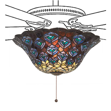 Meyda Tiffany Tiffany Peacock Feather 16" Wide Single Ceiling Fan Light Kit Mahogany Bronze