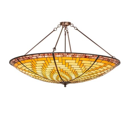 Meyda Tiffany Basket Weave 6 Light 49" Wide Pendant Mahogany Bronze