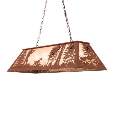 Meyda Tiffany Quail Hunter W/Dog 6 Light 48" Wide Linear Pendant Rust