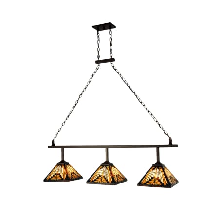 Meyda Tiffany Nuevo Mission 3 Light 46" Wide Linear Chandelier with Tiffany Glass Shades N/A