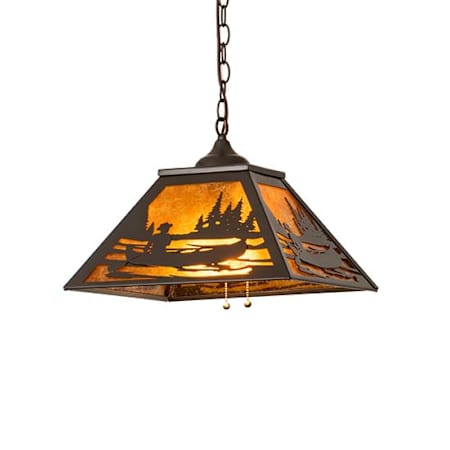 Meyda Tiffany Square Canoe 2 Light 23" Wide Pendant Timeless Bronze