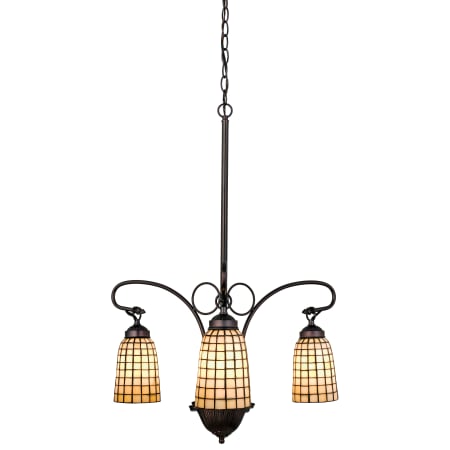 Meyda Tiffany Terra Bone 3 Light 20-1/2" Wide Chandelier with Tiffany Glass Shade Mahogany Bronze / Beige
