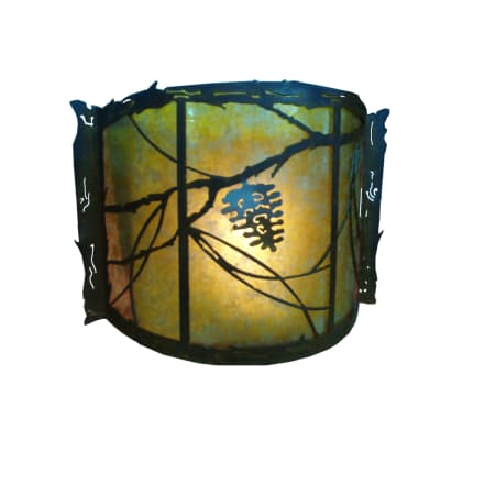 Meyda Tiffany 12" W Whispering Pines Wall Sconce Rust / Amber Mica