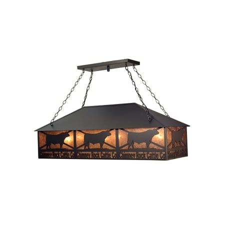 Meyda Tiffany Personalized Chimney Rock 9 Light 50" Wide Billiard Chandelier with Silver Mica Shade Craftsman Brown