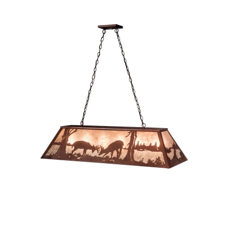 Meyda Tiffany Battling Bucks 9 Light 48" Wide Billiard Chandelier with Silver Mica Shade N/A