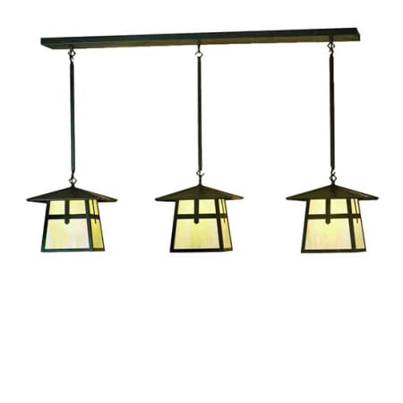 Meyda Tiffany Stillwater Cross Mission 3 Light 48" Wide Linear Pendant Antique Copper