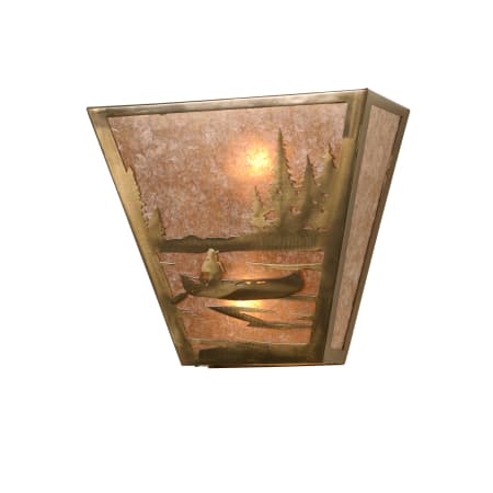 Meyda Tiffany 13" W Canoe At Lake Wall Sconce Antique Copper / Silver Mica
