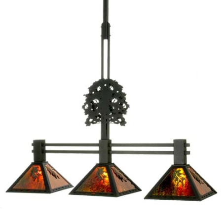 Meyda Tiffany Oak Tree Oak Leaf 3 Light 45" Wide Linear Pendant N/A