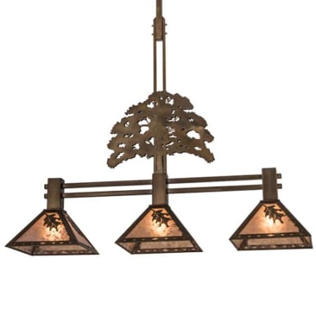 Meyda Tiffany Oak Tree Oak Leaf 3 Light 45" Wide Linear Pendant Antique Copper