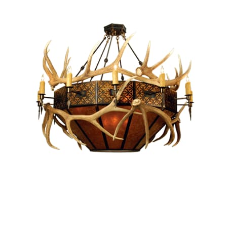 Meyda Tiffany Antlers Elk 10 Light 51" Wide Antler Chandelier with Brown Mica Shade N/A