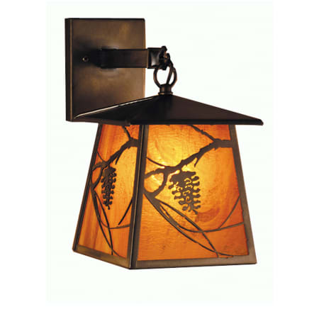 Meyda Tiffany 7.5" W Whispering Pines Lantern Wall Sconce Antique Copper